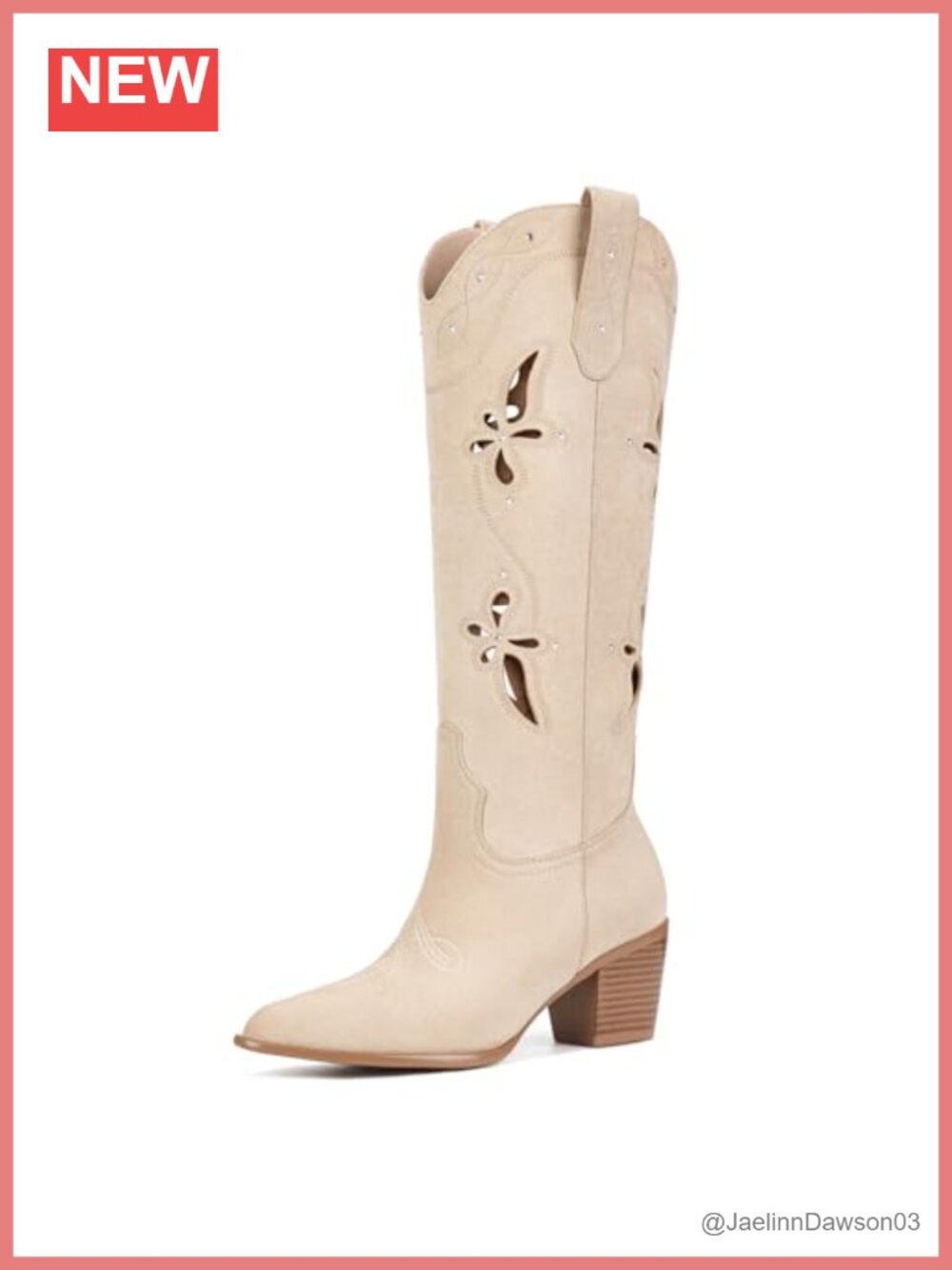Western Cowboy Boots Faux Suede Knee High Pointed Toe Chunky Heel Pull On